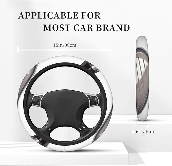 Elastic Stretch Car Steering Wheel Cover Universal 15 inch Anti-Slip Auto Steering Wheel Protector Golf Club Steering Wheel Covers Warm in Winter and Cool in Summer, Black