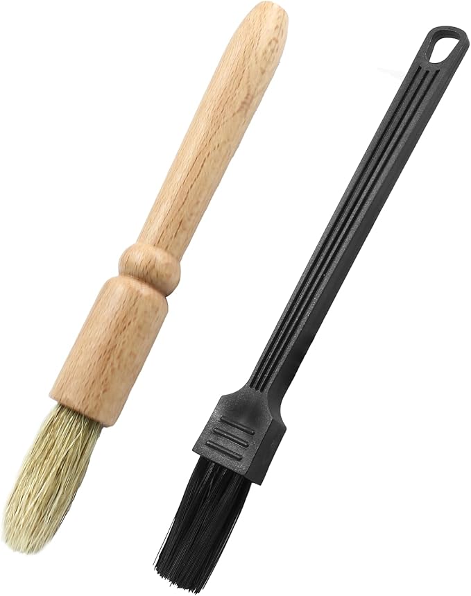 2 Pack Coffee Grinder Cleaning Brush Bean Grain Coffee Grounds Tool Wood Handle Espresso Brush and Nylon Espresso Machine Brush Coffee Bar Brush