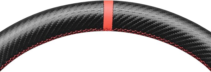 MEWANT Hand Stitch Steering Wheel Cover for Audi A6 2019-2022 A6 Allroad 2020-2022 A7 2019-2022 RS 6 Avant 2021-2022 RS 7 2021-2022 S6 2020-2022 Real Leather PU Carbon Fiber DIY Interior Accessories