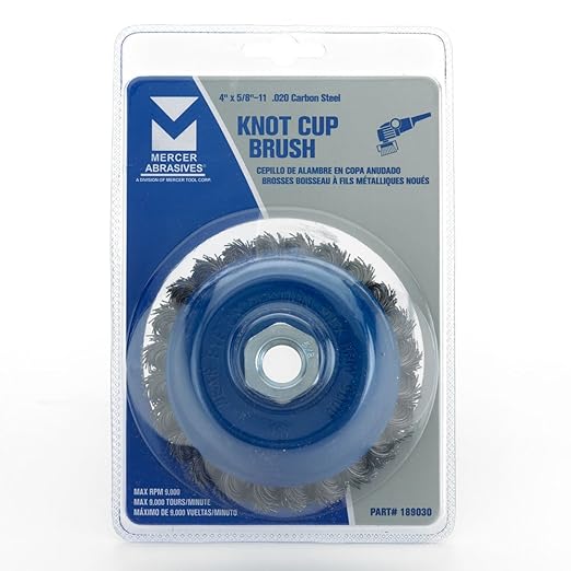 Mercer Industries 189030 - 4" x 5/8"-11 Knot Cup Brush, .020 Carbon Steel Wire