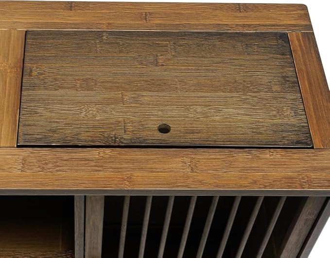 Farmhouse Coffee Station Table on Wheels, Mobile Tea Table Buffet Sideboard Cabinet for Home Kitchen Dining Room (Walnut) (Color:Walnut)