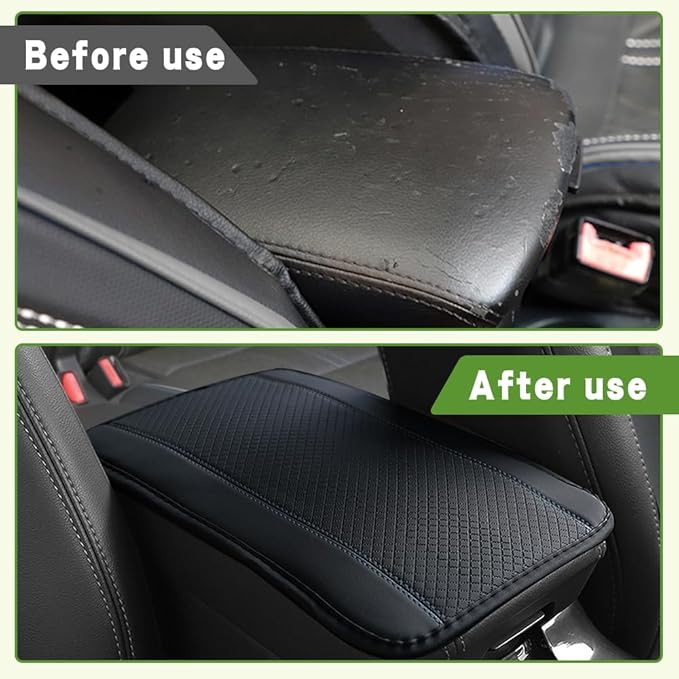 Car Center Console Armrest Pad, 12.6X 7.2 Inch PU Leather Waterproof Auto Armrest Seat Box Cover Protector, Car Center Console Cover, Universal Car Interior Accessories for Cars, Trucks, SUVs