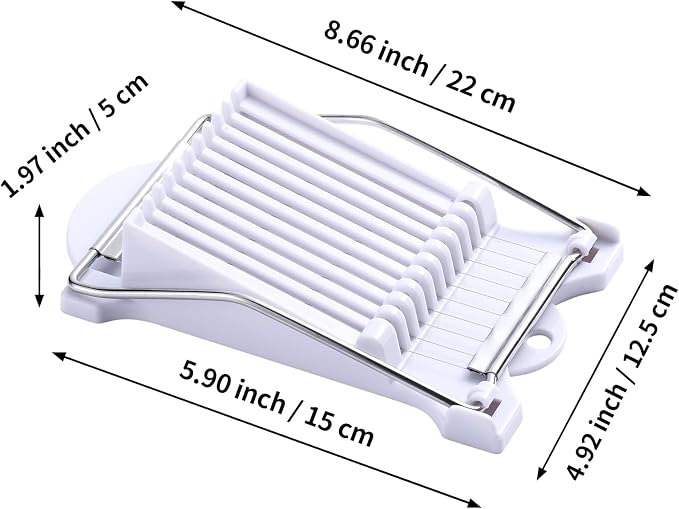 2 Pack Luncheon Meat Slicer, Egg Slicers,Strawberry Slicer,Stainless Steel Wire, Cuts 10 Slices for Eggs, Hams, Avocados, Bananas, Onions, Soft Food and Fruits (White)