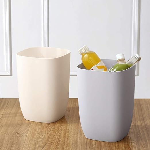 Bathroom Trash Can, Small Garbage Can for Bedroom, Living Room, Kitchen, Slim Cute Plastic Waste Basket for Office, 7L, Matt White