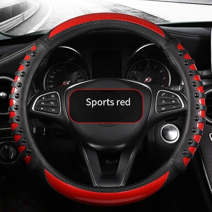 Steering Wheel Cover For Women And Men,Carbon Fiber Steering Wheel-Anti-Slip, Scratch-Resistant, Current Fit For 14–16 Inch Wheels Fit For Most Cars(36CM Brown)