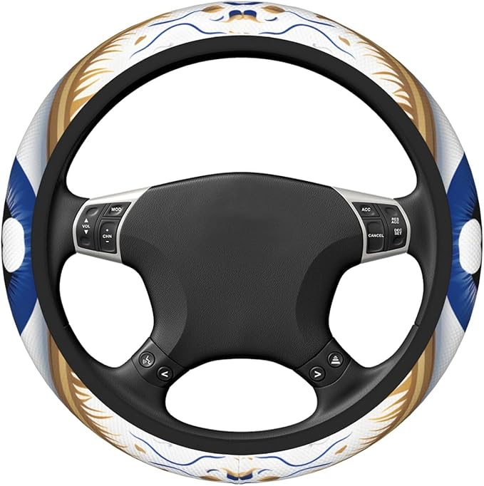 Steering Wheel Cover Polyester Thick Non-Slip Car Steering Wheel Cover Protector Universal 15 Inch, Ancient Hamsa Eye,Ethnic