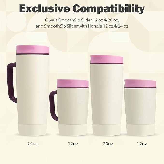 2pcs Silicone Boot for Owala SmoothSip Slider Coffee Tumbler 20oz 12oz, Anti-Slip Sleeve for Travel Coffee Mug, Protective Accessories for Owala BPA Free (Daybreak White)