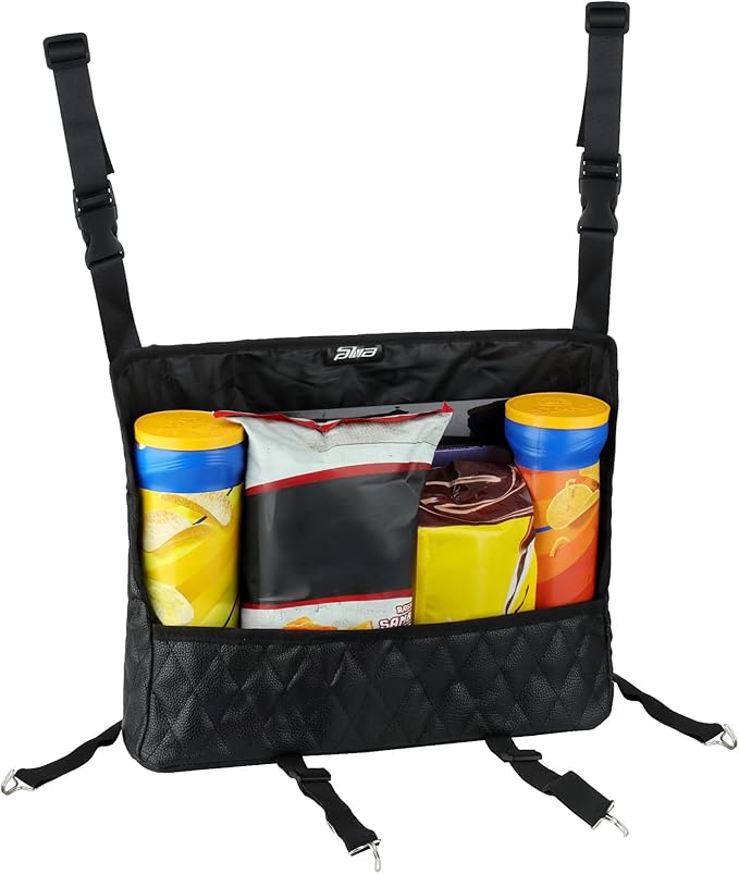 eing Car Organizers And Storage Purse Holder, Large Capacity Car Net Pocket Handbag Holder, Automotive Consoles & Backseat Organizer, Leather Back Seat Bag Between Car Front Seats, Black
