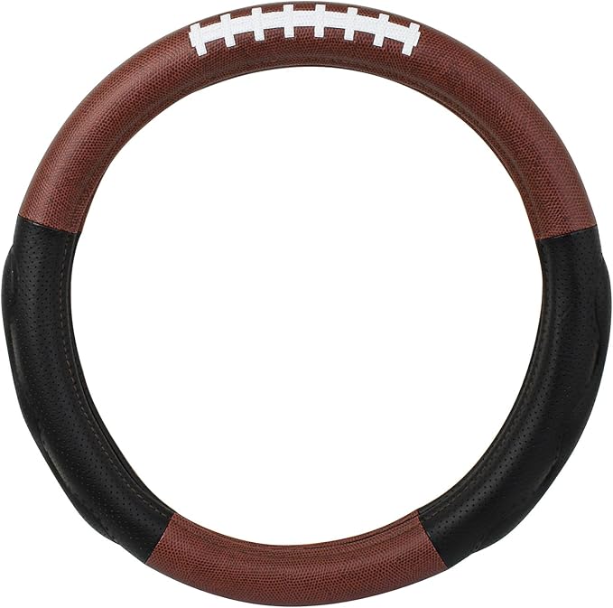 GG Grand General 54011 18 inches Deluxe Plus Steering Wheel Cover Amber Football with Black Comfort Pad