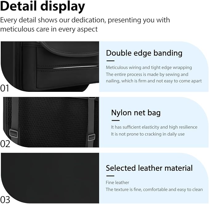 Car Organizer Storage Between Seats, Nappa Leather Large Capacity Vehicle Hanging Handbag Holder for Document Phone, Auto Interior Console Organizer Pocket, Universal Fit (Black)