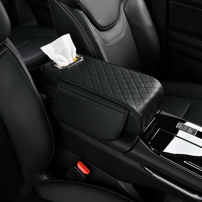 Car Armrest Covers for Infiniti QX60 2013–2025,Leather Protection Padding Center Console Cushion Storage Box Mat Pad Cover Protector,Black