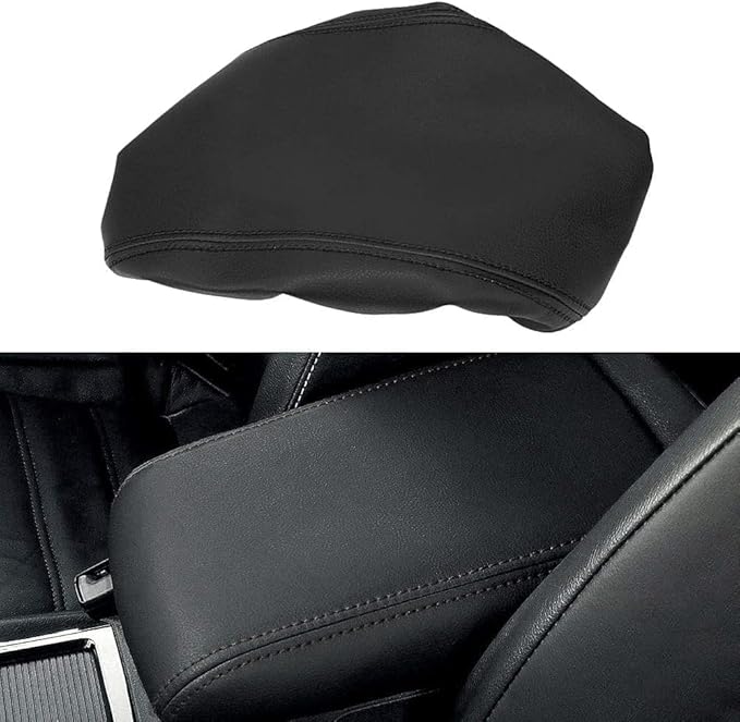 Auprite Center Console Cover for Mazda CX5 2018-2025, Auto Center Console Cover Pad Leather Car Armrest Seat Box Cover Protector for Mazda CX5 Accessories (Black with Black Stitches)