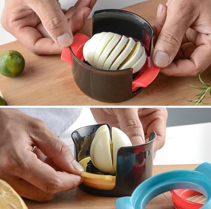 Egg Slicer, 3-In-1 Stainless Wire Egg Slicer, Suitable for Hard Boiled Eggs, Soft Fruit, Cutting out Regular and Beautiful Shapes