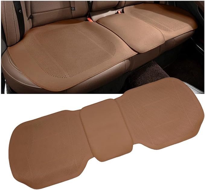 ontto 1 PC Car Rear Seat Cushion for Driving Universal Auto Seat Mat Perforated PU Leather Seat Pad Non-Slip Seat Mat Cooling in Summer,Light Brown