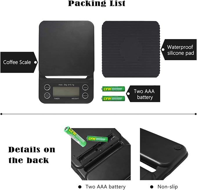 Digital Coffee Scale with Timer for Pour Over and Drip Coffee
