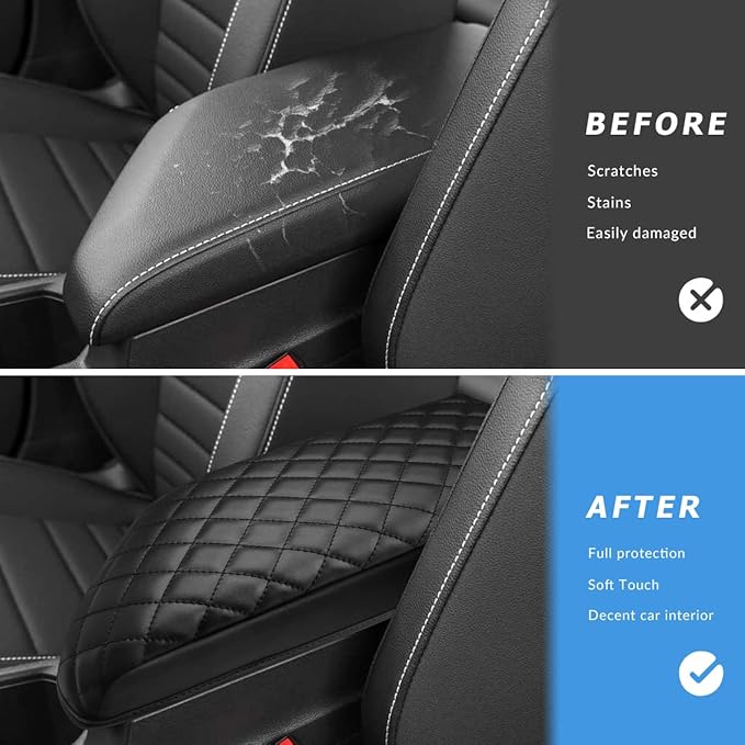 INTGET Car Center Console Armrest Cover for VW Volkswagen Jetta Accessories 2019 2020 2021 2022 2023&Jetta GLI 2019-2023 Middle Arm Rest Seat Box Cover Elbow Cushion Pad (Black with Cushion, 2019+)