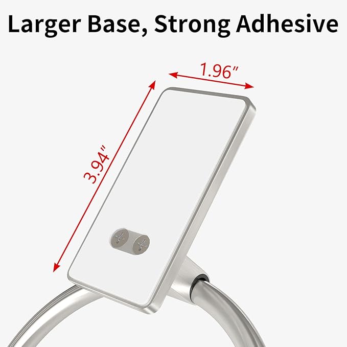 STWWO Brushed Nickel Towel Ring, Hand Towel Holder for Bathroom, Self Adhesive Hand Towel Rings for Bath, Kitchen, RV, No Drill Hole