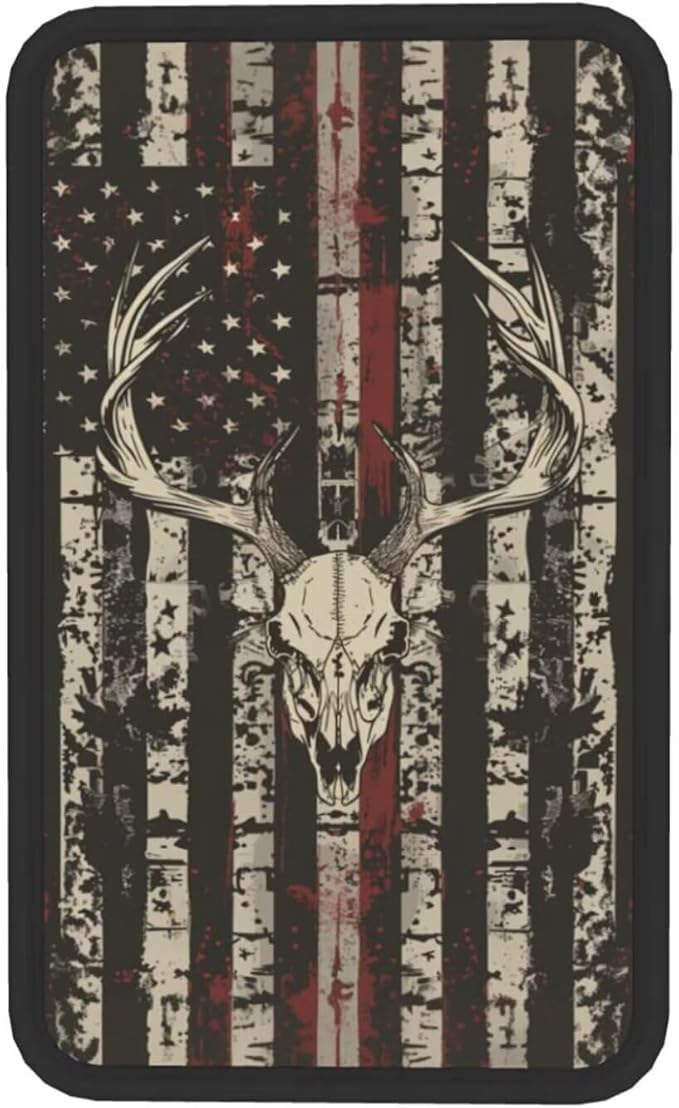 American Flag Print Car Center Console Cushion Pad, Vintage Elk Hunting Universal Armrest Seat Box Cover Protector,Comfortable Cars Accessories Fit for Most SUV Truck Van Vehicles, SUVs