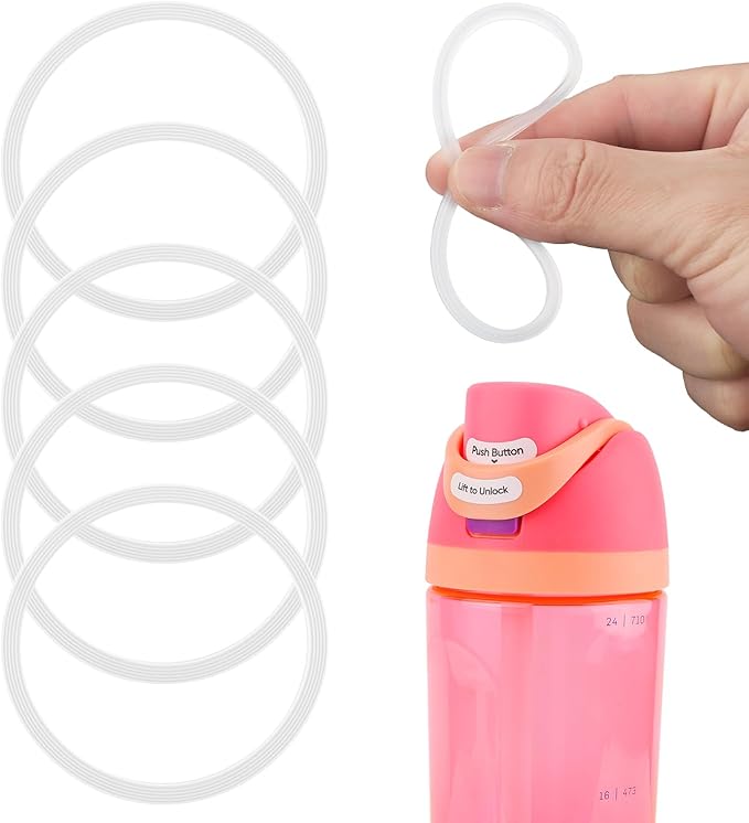 6 Pack Water Bottle Gasket Replacement for Owala FreeSip, Silicone Lid Seal O Ring Sealing Gaskets Replacement Parts Accessories Compatible with Owala Stainless Steel Cup (Clear)