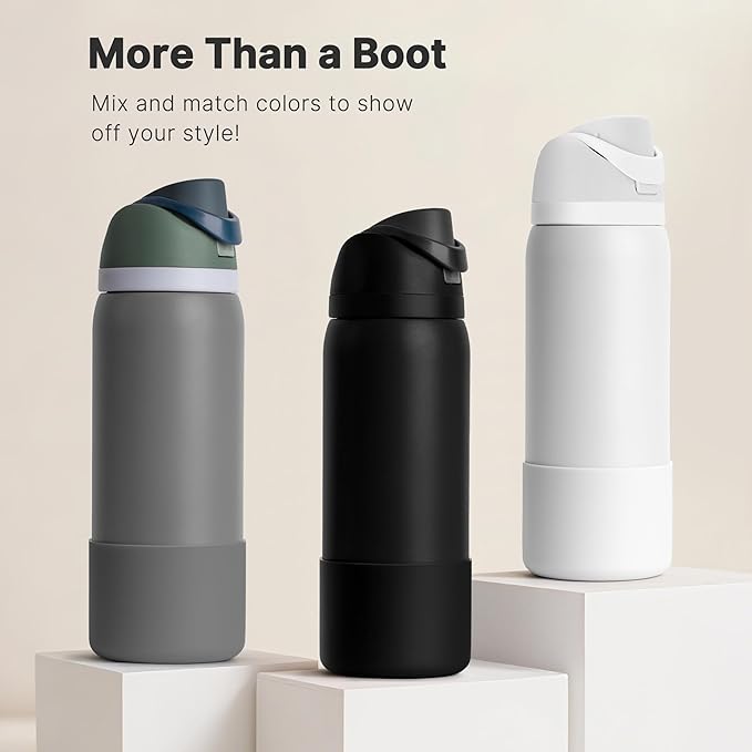 Boot for Owala 32 oz Twist/FreeSip/Flip Stainless Steel Water Bottle, Silicone Rubber Bottom Protector for Owala 32 oz Water Bottle (Black)