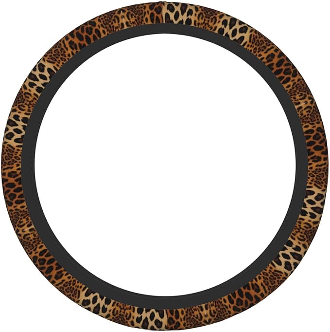 Leopard Print Car Steering Wheel Cover, 15 Inch Steering Wheel Cover Stylish Decor for Most Cars