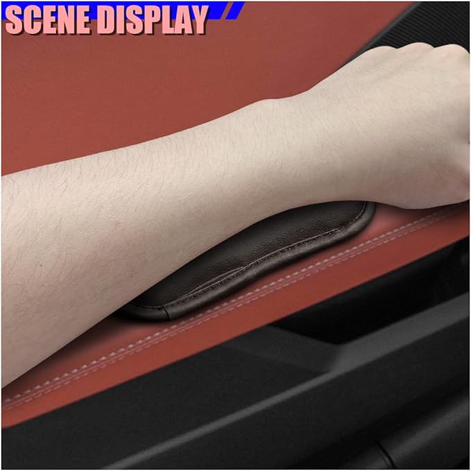 Craedli 2PCS Car Door Armrest Pads, Soft Leather Memory Foam Comfortable Center Console Knee Cushion, Universal Relieve Fatigue Vehicle Interior Elbow Support Accessories for Most Cars (Darkbrown)