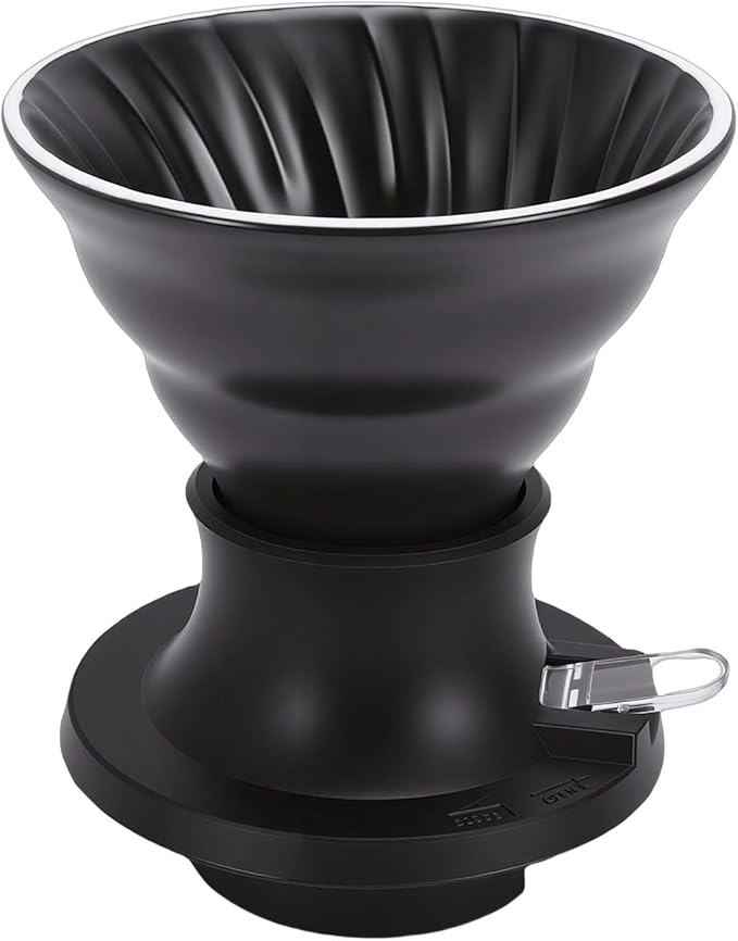 Premium Ceramic Pour Over Coffee Dripper - Heat Immersion Cone Brewer with Filter Holder for Home, Office & Travel Use, Ideal Coffee Maker for Daily Brewing (Black)