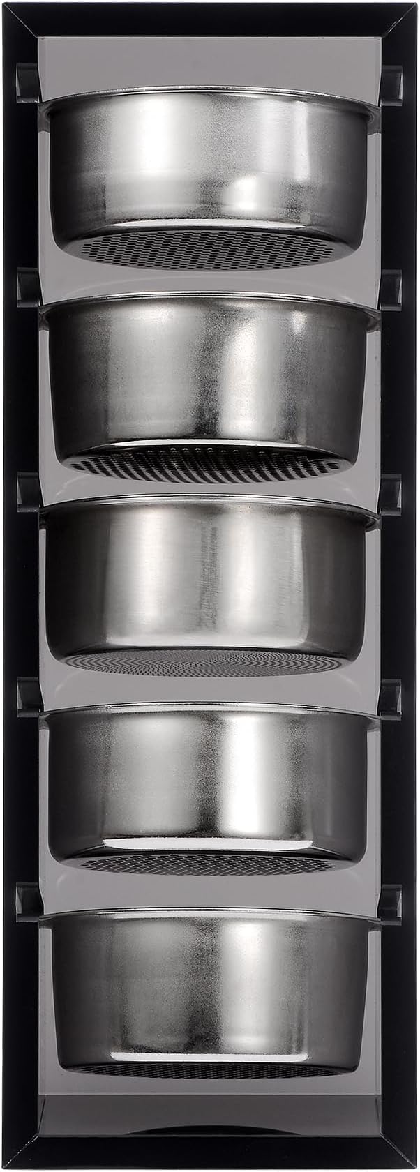 Normcore 51mm Espresso Filter Basket Stand, Holds 5 Espresso Filter Basket Rack Storage Holder Acrylic Stand for 51mm Portafilter Baskets, Frosted Black