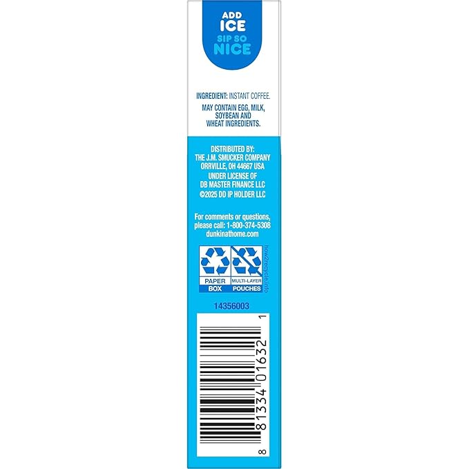 Dunkin' Cold Coffee Packet, 1.02 oz., 6/Box (8133401632)