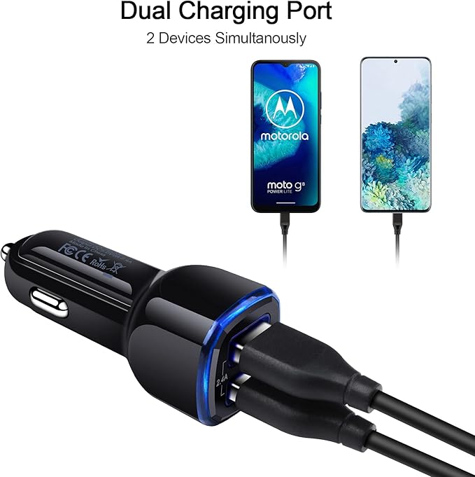 USB Car Charger,5Pack 2.4A Dual Port USB Cigarette Lighter Car Phone Charger Plug Car Adapter for iPhone 17Pro Max Air 16 15 14 13 12 SE 11 Pro Max,Samsung Galaxy S25 A17 A16 A15 A14 S24 S23 S22 Ultra