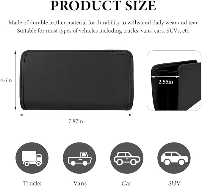 Car Trash Can, Leather Foldable Hanging Trash Bag, Multi-Function Mini Storage Box Garbage Can for Car Back Seats and Side Door, Black