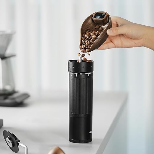 Wooden Tea Scale, Coffee Scale, Espresso Scale,Weigh Digital Coffee Scale with Timer, 0.1g 0.01oz Resolution 0.3 to 200g Rechargeable Elegant Kitchen Scale Walnut Color