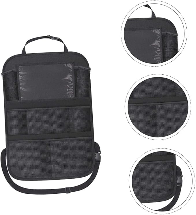 Car Seatback Storage Bag with Tablet Holder, Side Seat Organizer Pouch for, Sturdy Auto Hanging Pocket for Backseat Travel Essentials and Storage
