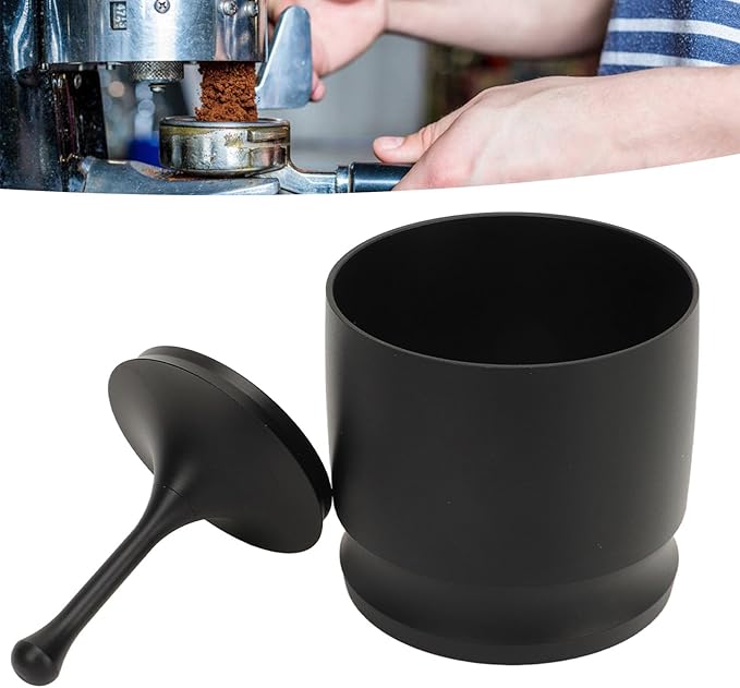 Coffee Dosing Cup, Espresso Dosing Cup, Coffee Dosing Ring Powder Receiver Container, Dosing Rings Press Aluminum Alloy Anti Flying Coffee Powder Picker Coffee Accessories 58mm(black)