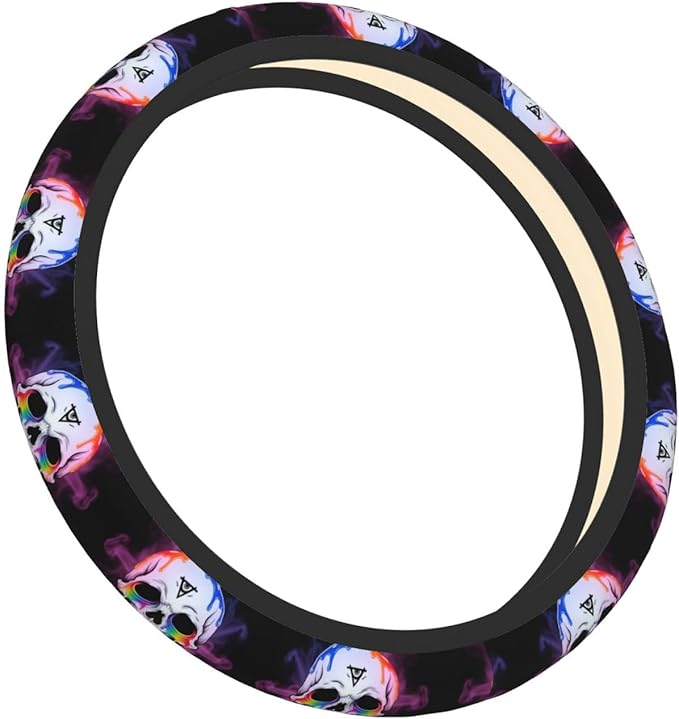 Cool Funny Crying Skull Neoprene Steering Wheel Covers Women Men Car Accessories, Universal 15 Inch Fit Auto, Suvs, Truck