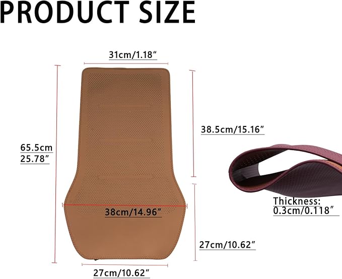 ontto 2 PCS Car Seat Back Lumbar Cushions for Driving Universal Car Seat Protector with Buckle Fixing,Non-Slip Backing Will Not Leave Imprint,Ventilated PU Leather Seat Mat,Light Brown
