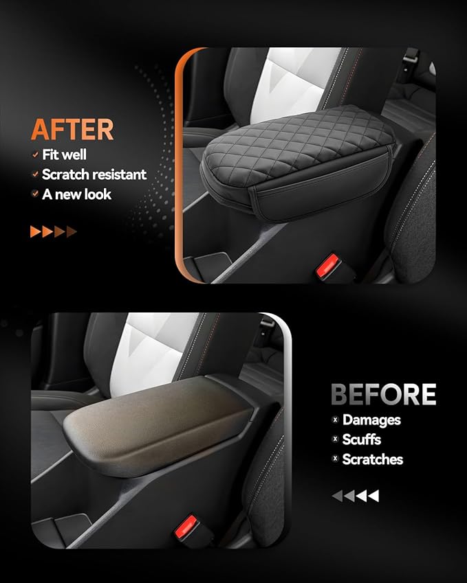 CDEFG for Chevrolet Trax 2024-2025 2026 Center Console Cover Armrest Box Cover for Chevy Trax (LS, 1RS, LT, 2RS, ACTIV) Accessories Arm Rest Protector Leather Checkered Padded Side Pocket
