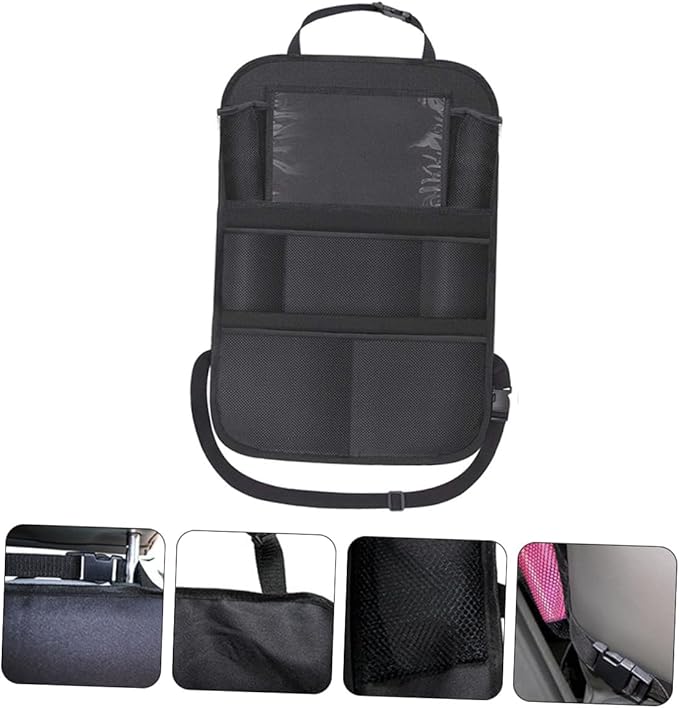 Car Seatback Storage Bag with Tablet Holder, Side Seat Organizer Pouch for, Sturdy Auto Hanging Pocket for Backseat Travel Essentials and Storage