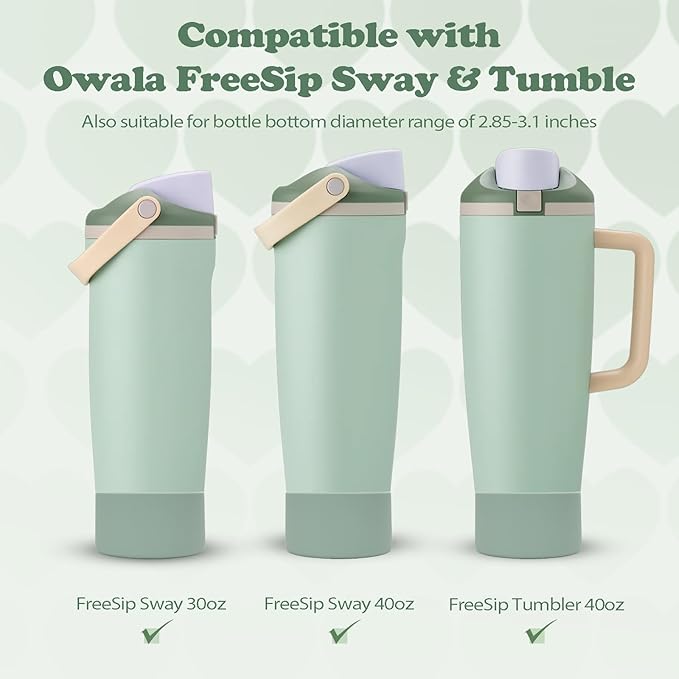 2PCS Silicone Boots for Owala 30oz & 40oz FreeSip Sway Bottles & Tumblers – Non-Slip, Scratch-Resistant, Stability Enhancer for Owala Accessories (Eucalyptus Green)