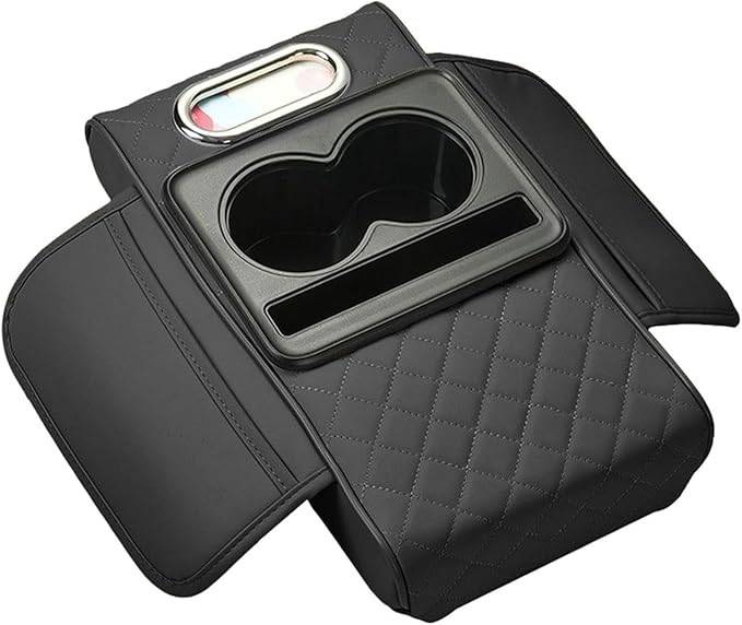 Car Armrest Cushion for Mercedes Benz E-Class W211 2001-2005 2006 2007 2008 2009, Car Center Console Cover Armrest Pad with Cup Holder and Tissue Box, Car Accessories,Black