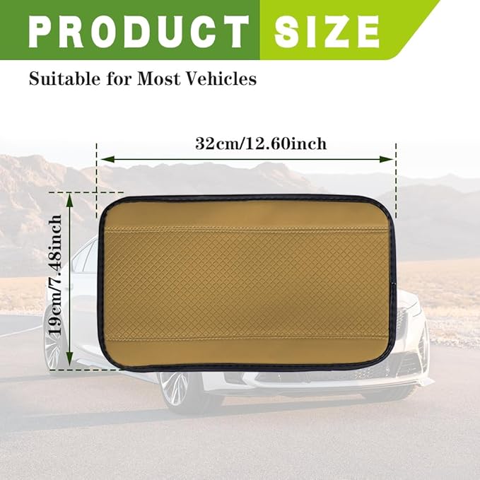Car Center Console Armrest Pad, 12.6X 7.2 Inch PU Leather Waterproof Auto Armrest Seat Box Cover Protector, Car Center Console Cover, Universal Car Interior Accessories for Cars, Trucks, SUVs