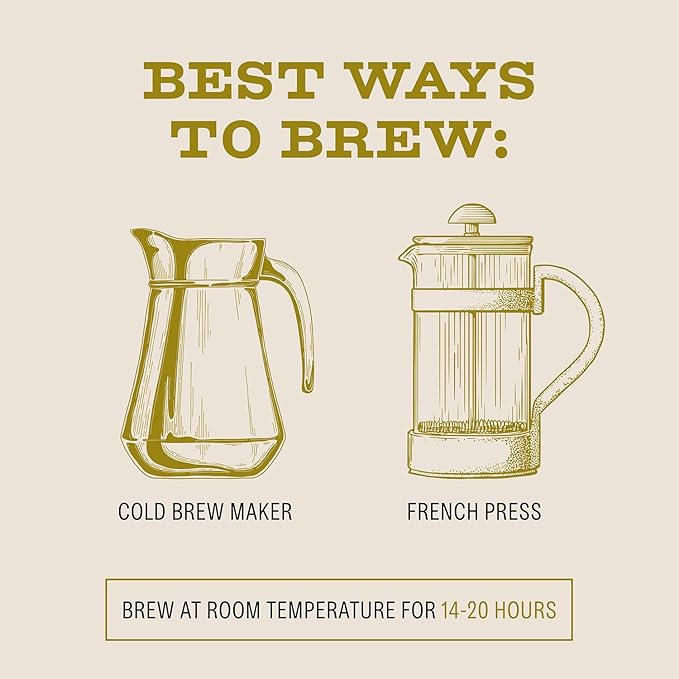 Bizzy Organic Cold Brew Coffee | Light & Bright Blend | Coarse Ground Coffee | Light Roast | Micro Sifted | Specialty Grade | 100% Arabica | 1 LB