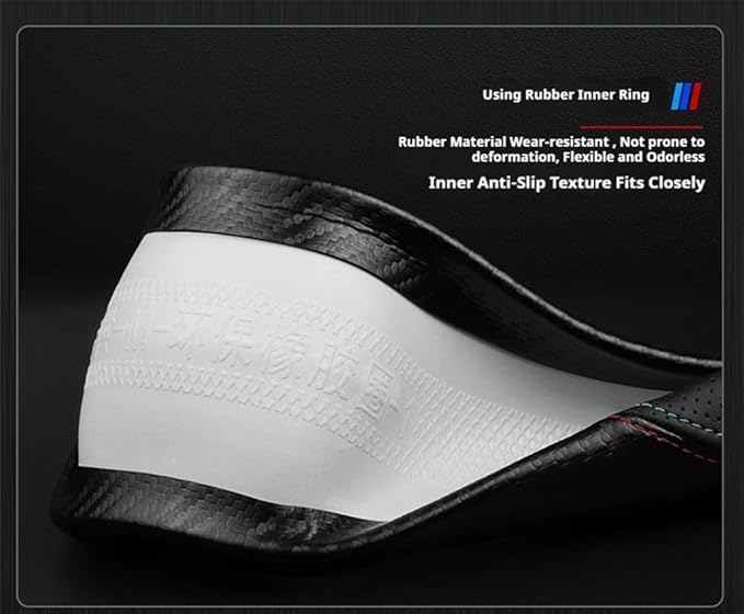Universal Fit Leather Steering Wheel Cover Anti-Slip Auto Wheel Cover Car Wheel Protector Car Accessories Fit for Suvs,Trucks,Sedans,Cars,Vans (Black-B-M, Standard Size[14 1/2''-15''])