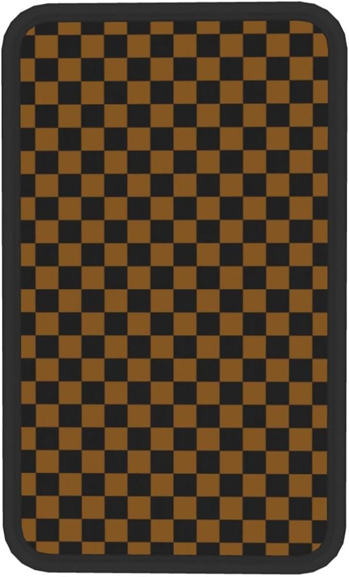 Brown Black Checkered Chessboard Flag Car Armrest Pad Cute Cars Center Console Cover Auto Handrail Box Cushion Armrests Cover