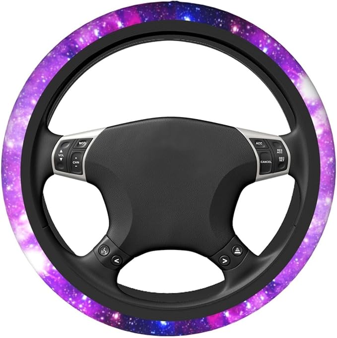 Purple Galaxy Steering Wheel Cover for Women Men Girls Car Accessories Decor Anti-Slip Neoprene Auto Steering Wheel Covers Protector Universal 15 Inch