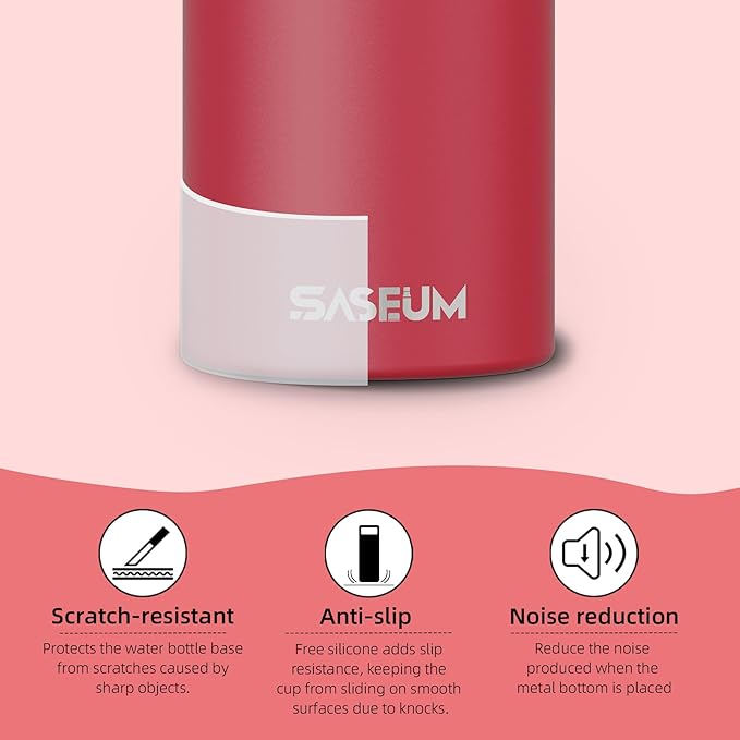 SASEUM Sport Water Bottle 18oz Stainless Steel Double Wall Vacuum Thermal Mug with Leak Proof Spout Lids, Wide Mouth Metal Insulated Water Jug for Gym and Travel（Red）