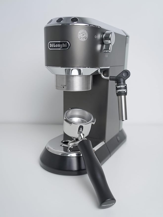 Normcore 51mm Double Spout Portafilter 3 Ear Fits Delonghi Dedica EC680 and EC685, and SMEG & EUPA Coffee Machines Anodized Aluminum Handle with 18g Filter Basket