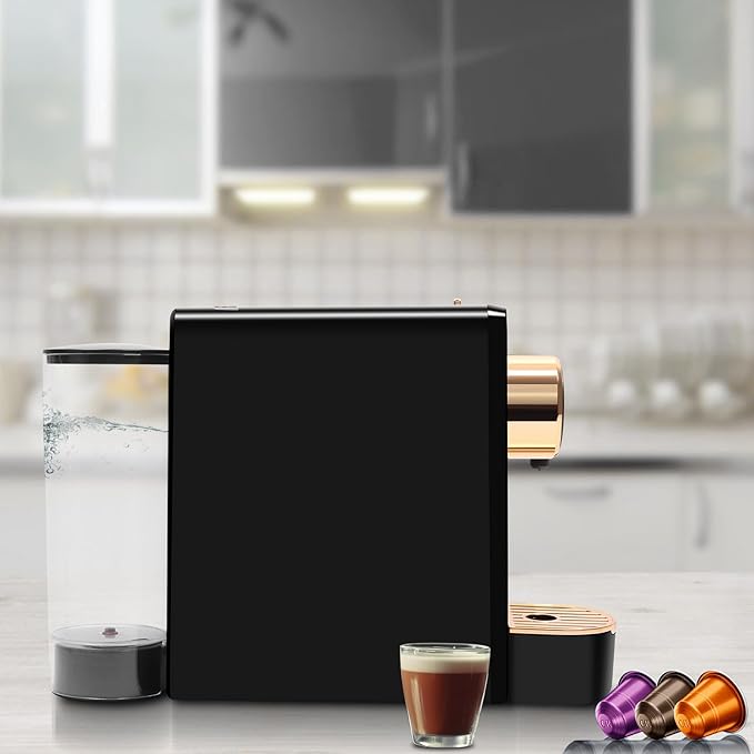 Espresso Machine Compatible with Nespresso Original Pods, 20 Bar High Pressure Mini Espresso Machine with 18oz Removable Tank, Programmable Single Serve Coffee Machine for Espresso Pods, Black