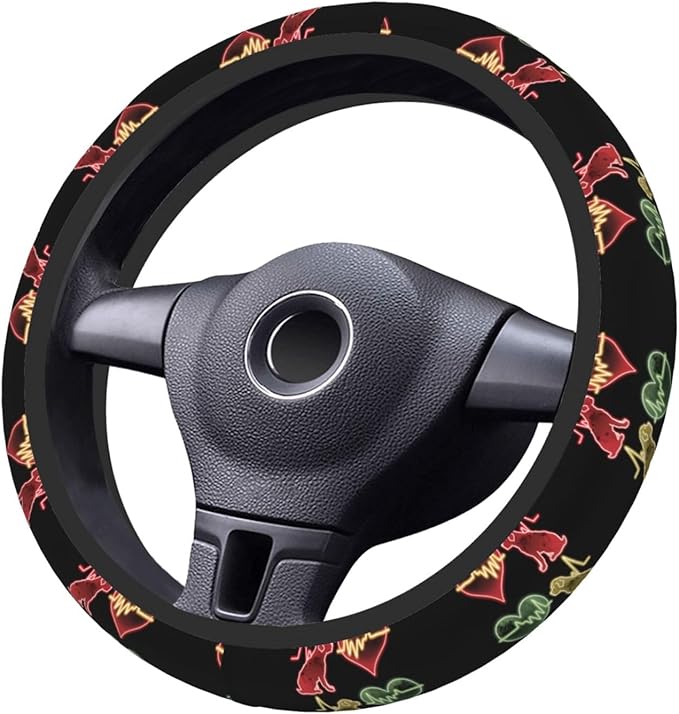 Neoprene Steering Wheel Cover Dog Love Car Steering Wheel Cover Universal Fit for Most Cars