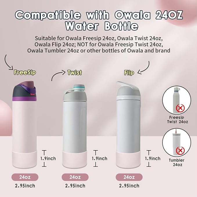 2PCS Silicone Water Bottle Boot, Compatible with Owala 24oz 32oz 40oz, Protective Anti-Scratch & Anti-Dent No Noise Sleeve Cover for FreeSip/Twist/Flip Water Bottles (Dreamy Field, 24oz)